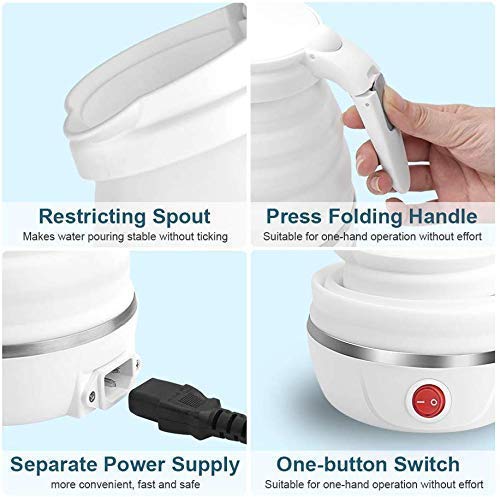 Travel Folding Electric Kettle – 600ml, Fast Boil, Food Grade Silicone, Portable & Foldable