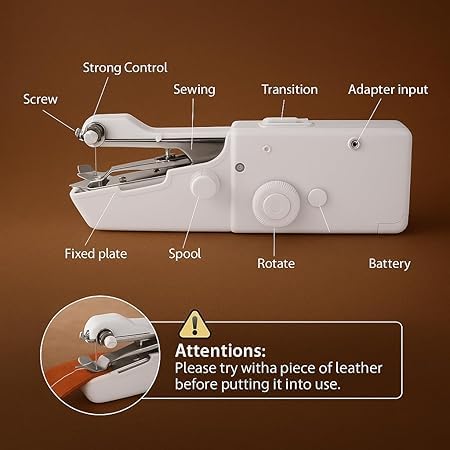 Handy Stitch Portable Sewing Machine – Cordless, Stapler-Style, for Quick Repairs at Home or Travel