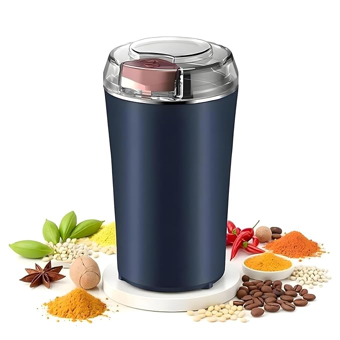 Electric Coffee Grinder 200W – Portable Spice & Bean Grinder with Stainless Steel Blades  Multipurpose with Overheating Protection