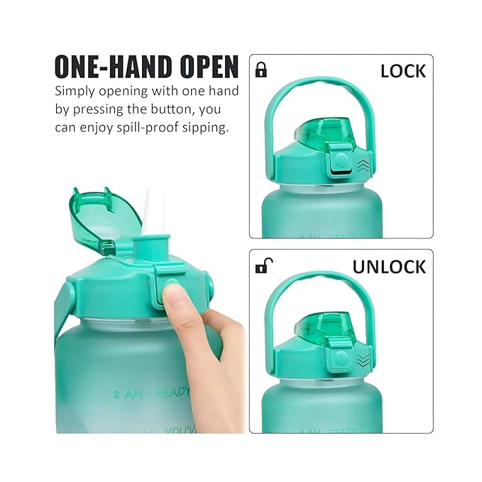3 PCS Motivational Water Bottle Set – 500ml, 900ml, 2L  Leakproof Gradient Color BPA-Free Bottles