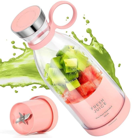 Alt text: USB rechargeable portable mini blender bottle for smoothies and juices