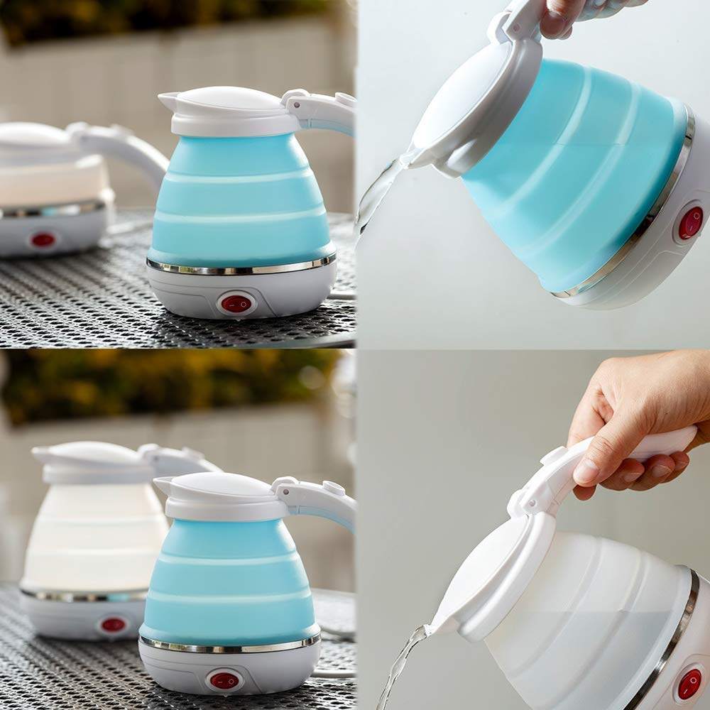 Travel Folding Electric Kettle – 600ml, Fast Boil, Food Grade Silicone, Portable & Foldable