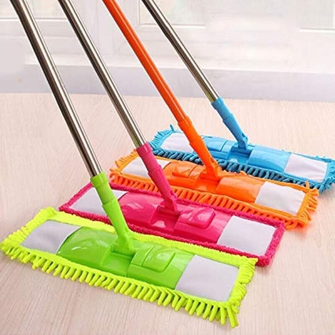 Microfiber Flat Mop for Floor Cleaning – 360° Rotating, Easy Wring, Reusable Pads, Home & Office Use