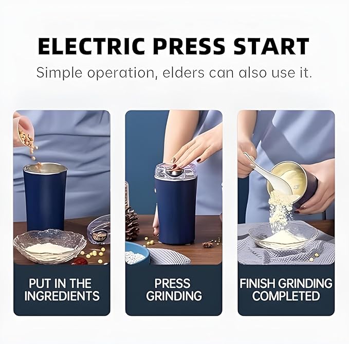 Electric Coffee Grinder 200W – Portable Spice & Bean Grinder with Stainless Steel Blades  Multipurpose with Overheating Protection
