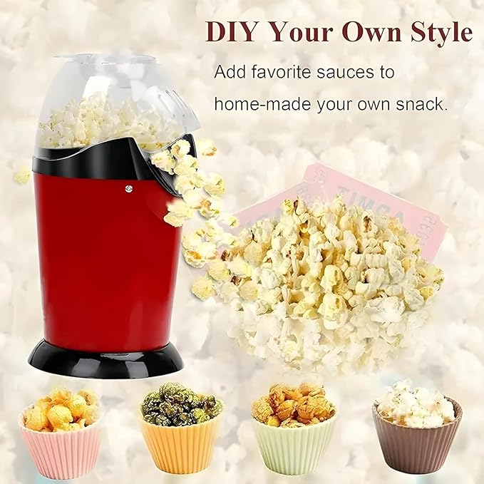 Electric Popcorn Maker β Hot Air Oil-Free Snack Machine  Healthy Popcorn in Minutes  One-Touch Operation for Kids & Adults