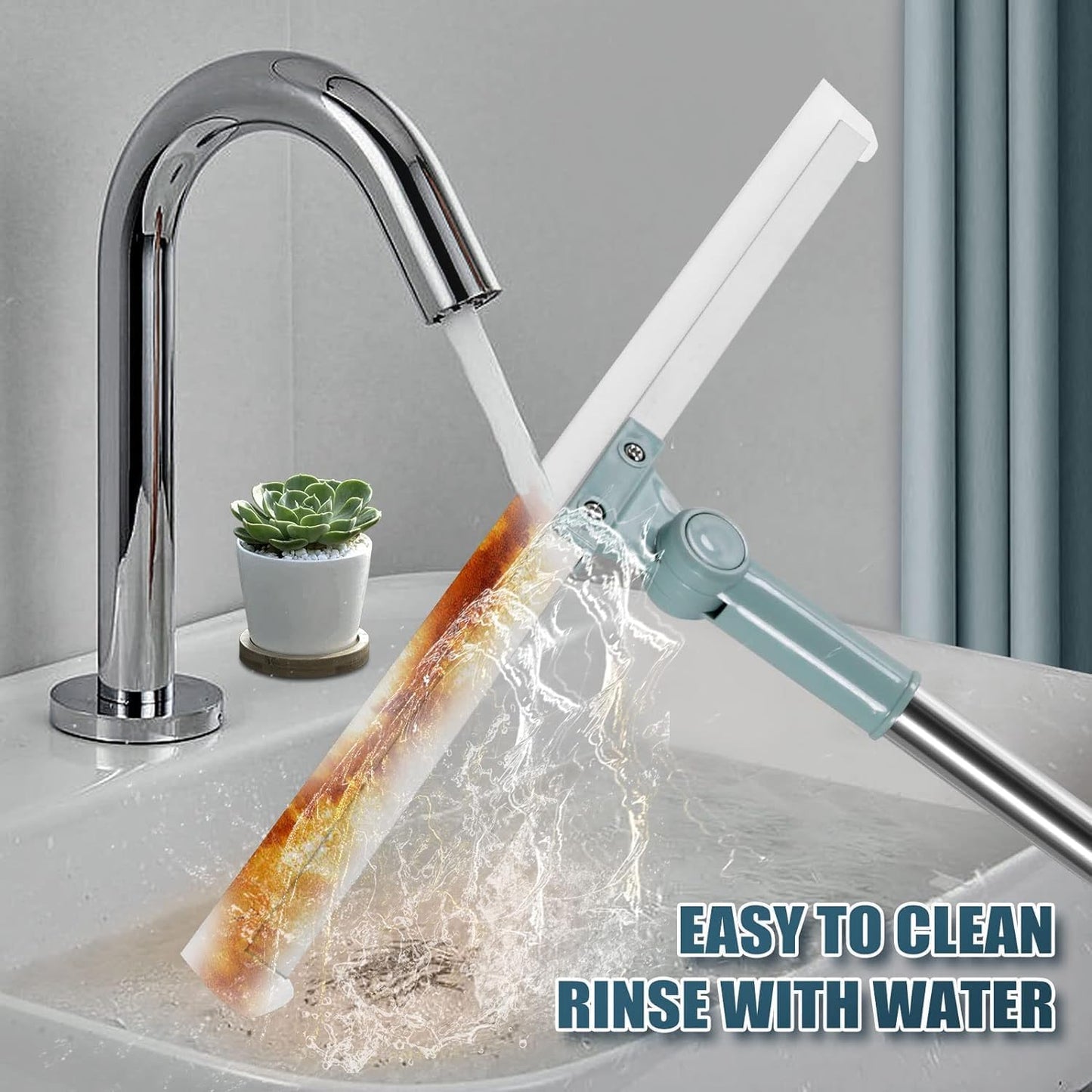 50 inch Rotating Silicone Floor Squeegee β Heavy-Duty Bathroom & Floor Wiper with 180Β° Swivel, Adjustable Handle