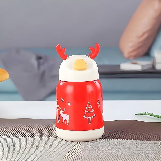 Deer Glass Water Bottle 200ml – Premium Small Insulated Bottle with Outer Plastic Cover  Leak-Proof & BPA-Free Kids Water Bottle for School & Picnic