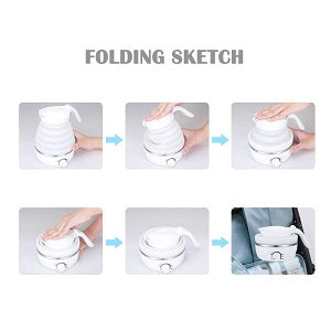 Travel Folding Electric Kettle – 600ml, Fast Boil, Food Grade Silicone, Portable & Foldable