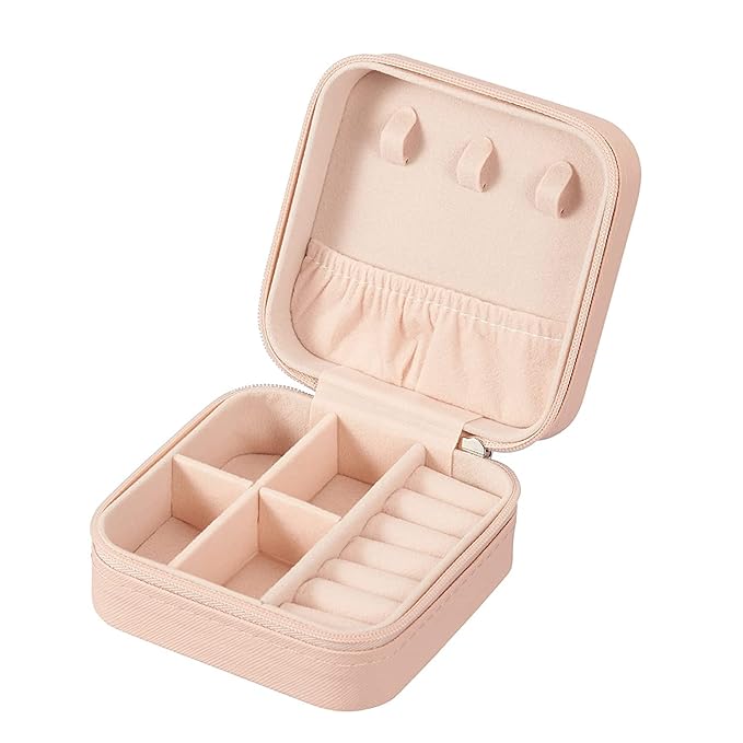 Portable Mini Leather Jewellery Organizer Box – Pink
