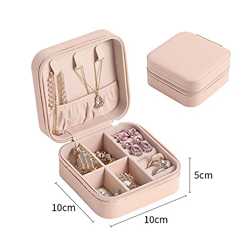 Portable Mini Leather Jewellery Organizer Box – Pink