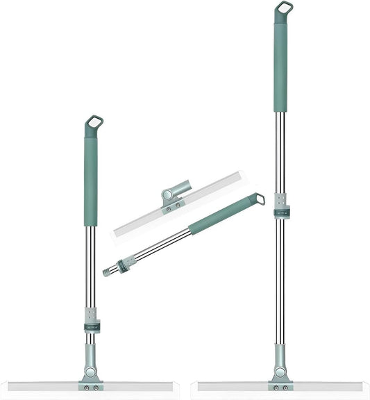 50 inch Rotating Silicone Floor Squeegee – Heavy-Duty Bathroom & Floor Wiper with 180° Swivel, Adjustable Handle