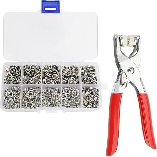 Premium Snap Button Kit – 100 Sets 9.5mm Metal Snap Fasteners for DIY Sewing, Baby Clothes, Hats, Bibs & Rompers